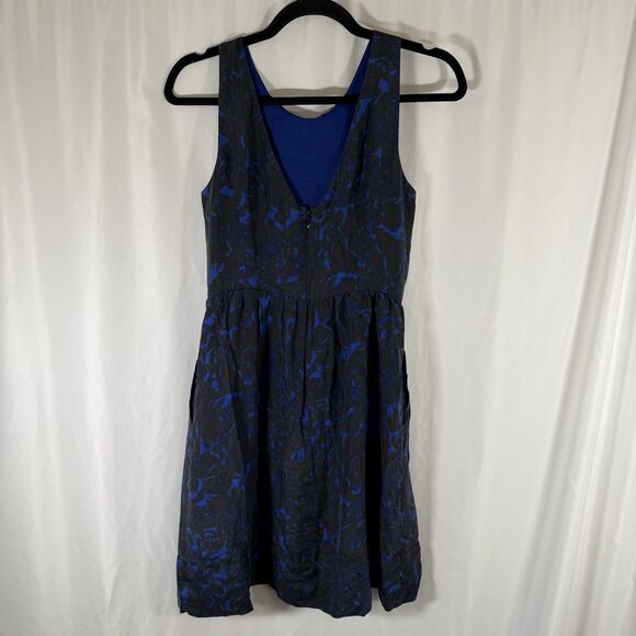J. Crew Silk Knee Length Dress Women's 0 Blue Zip Back Sleeveless  Lightweight - Picture 9 of 11
